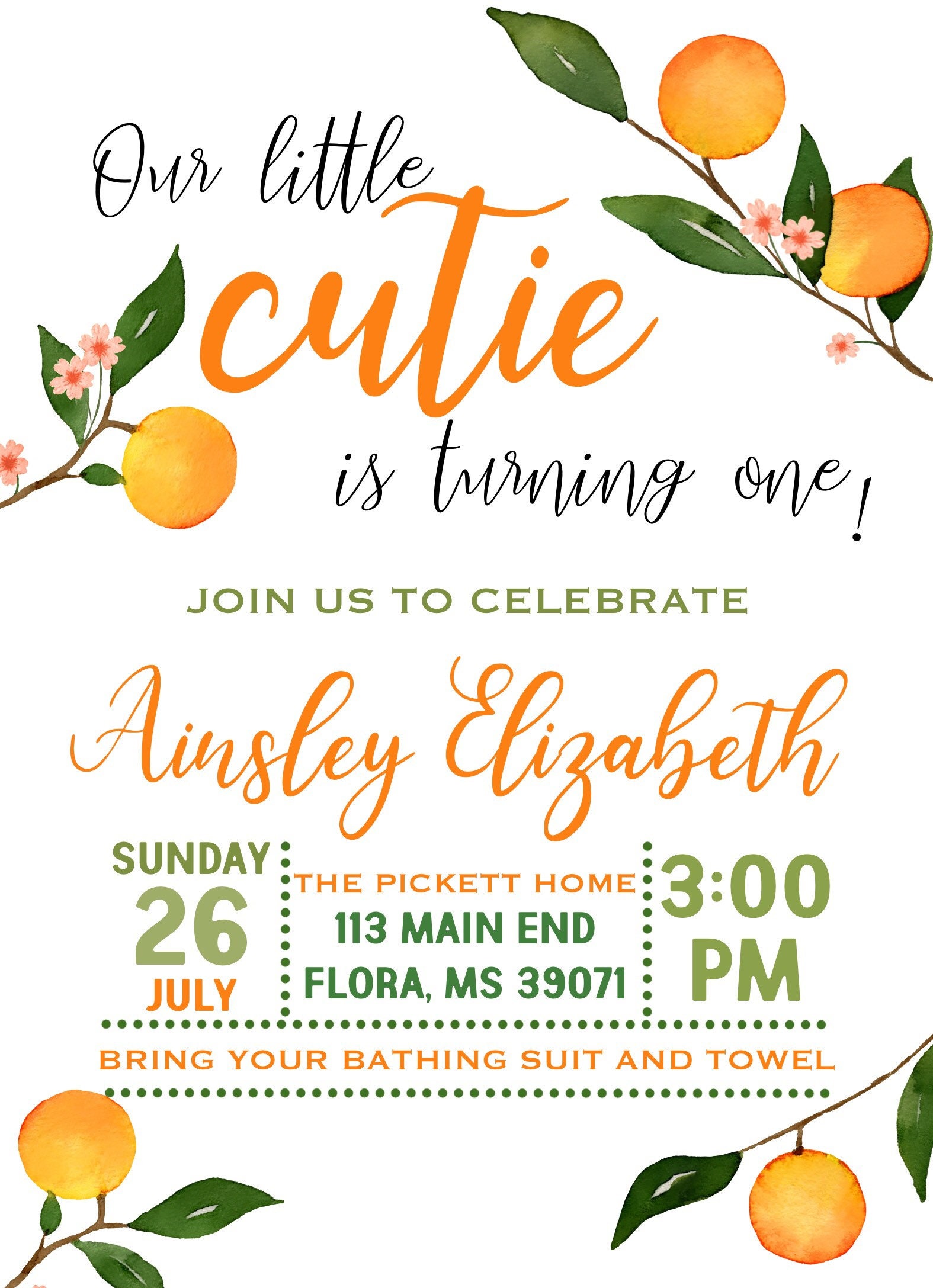 Our little cutie orange birthday invitation Etsy