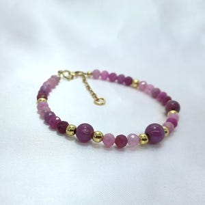 Ruby Bracelet Gold Vermeil Stacker Style Dainty Design 925 Sterling Silver Under Gold Vermeil Genuine Ruby Gemstones Beautiful One Off Piece