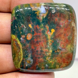 BloodStone Gemstone, BloodStone Cabochon , Blood Stone Cushion Shape Cabochon, 90 cts, 38.60 x 40.90 x 6.10mm Approx