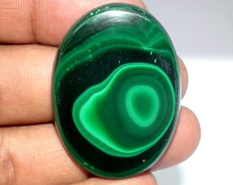 Malachite Cabochon , Malachite Oval Shape Malachite Gemstone Malachite Loose Cabochon, 93 cts, 30.60 x 42.30 x 5.85 mm Approx