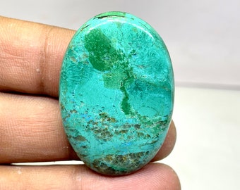 Cabochon Ovale Malachite Chrysocolle 81,52 Carats - Pierre Naturelle Opaque, Qualité Exceptionnelle, Afrique Du Sud