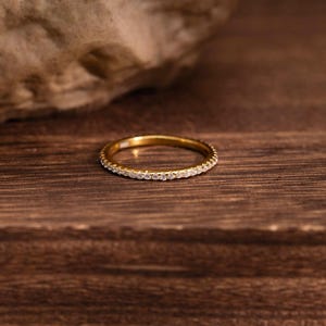 Minimalist Diamond Pave Stacking Ring, Diamond Ring in Sterling Silver, Wedding Band, Bridal Party & Engagement Gift for Her