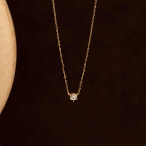 Dainty Diamond Necklace - Minimalist Tiny Gold Necklace - Bridal Necklace - Layering Necklace - Everyday Jewelry - Wedding Gifts for Her
