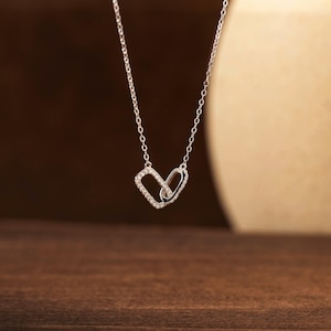 Interlocking Diamond Necklace - Paperclip Linked Pave Set Necklace - Bridal Necklace - Anniversary Gift - Wedding Jewellry - Bridesmaid Gift