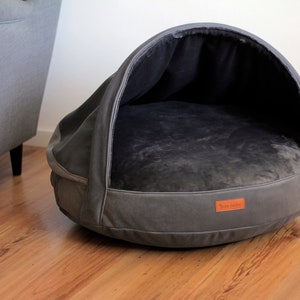 Cozy cave bed for dog, snuggle bed, cave bed, dog bed, Psia Norka, Velour Dog Bed, Hundehöhle, snuggly bedding, dog gift