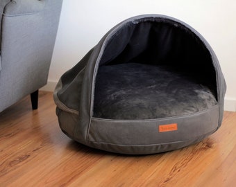 Cozy cave bed for dog, snuggle bed, cave bed, dog bed, Psia Norka, Velour Dog Bed, Hundehöhle, snuggly bedding, dog gift