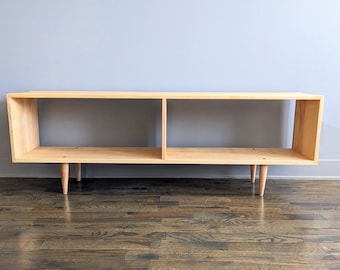 Midcentury Modern Minimalist Strong Console Bookcase Display Shelf mid-century Audiophile hifi vinyl records
