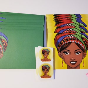 Black Women Headwrap Stationary Set