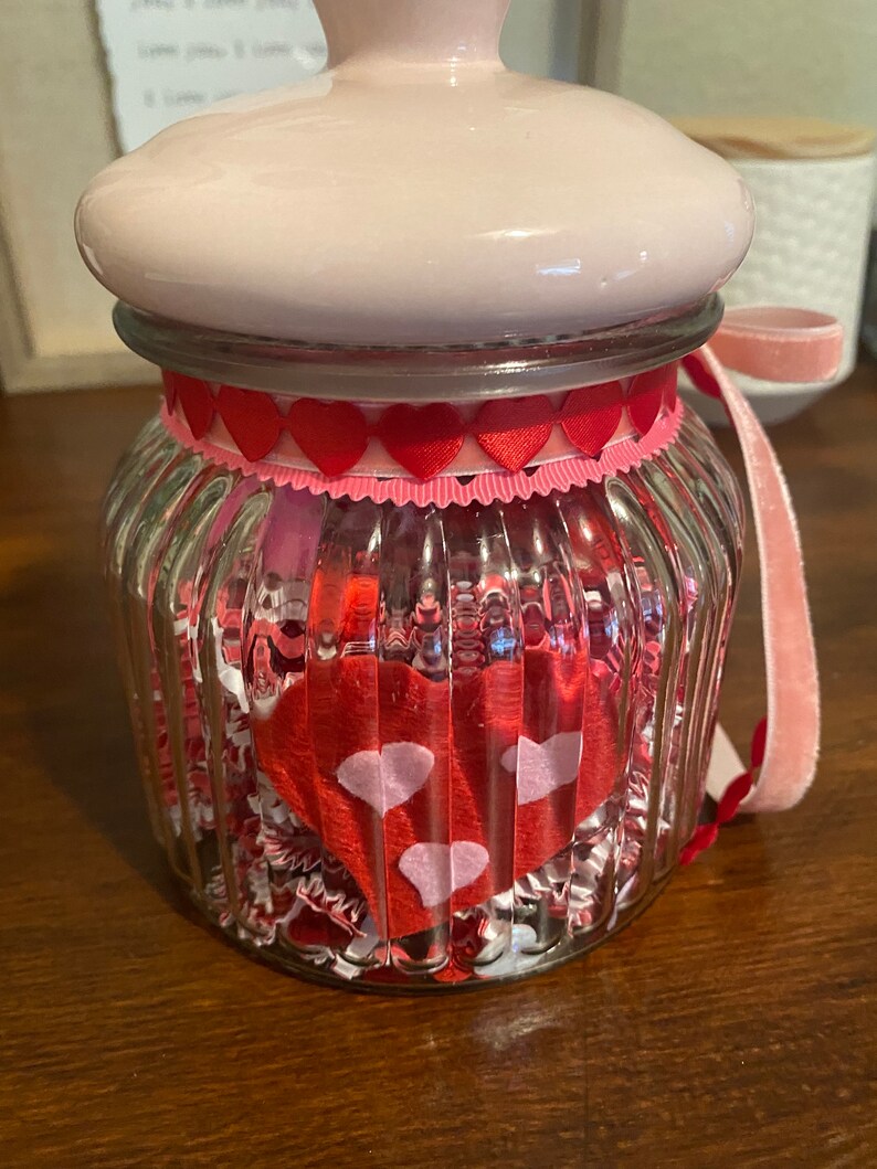 Valentines Day Glass Jar With Heart Lid Etsy