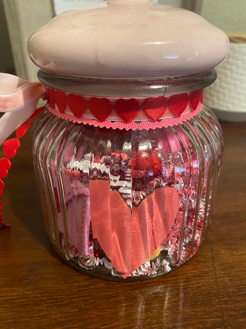 Valentines Day Glass Jar With Heart Lid Etsy