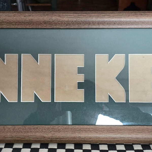 Winnekeag, Ashburnham, Massachusetts, 1970's, Vintage, Block Letter, Sign, Framed, 10" x 30", Camp