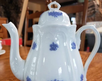 1900's, Vintage, Adderley, Coffee Pot, Chelsea, Blue Grape, Bone China, England, Farmhouse Decor, Poorman's Wedgewood, Grandmother's Ware