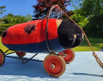 Steiff, Ladybird, Ladybug, Ride On, Pull Toy, Mohair Adorned, Scooter, Children's Toy, Wheeled, Riding Ladybird, Germany, Amazing Condition