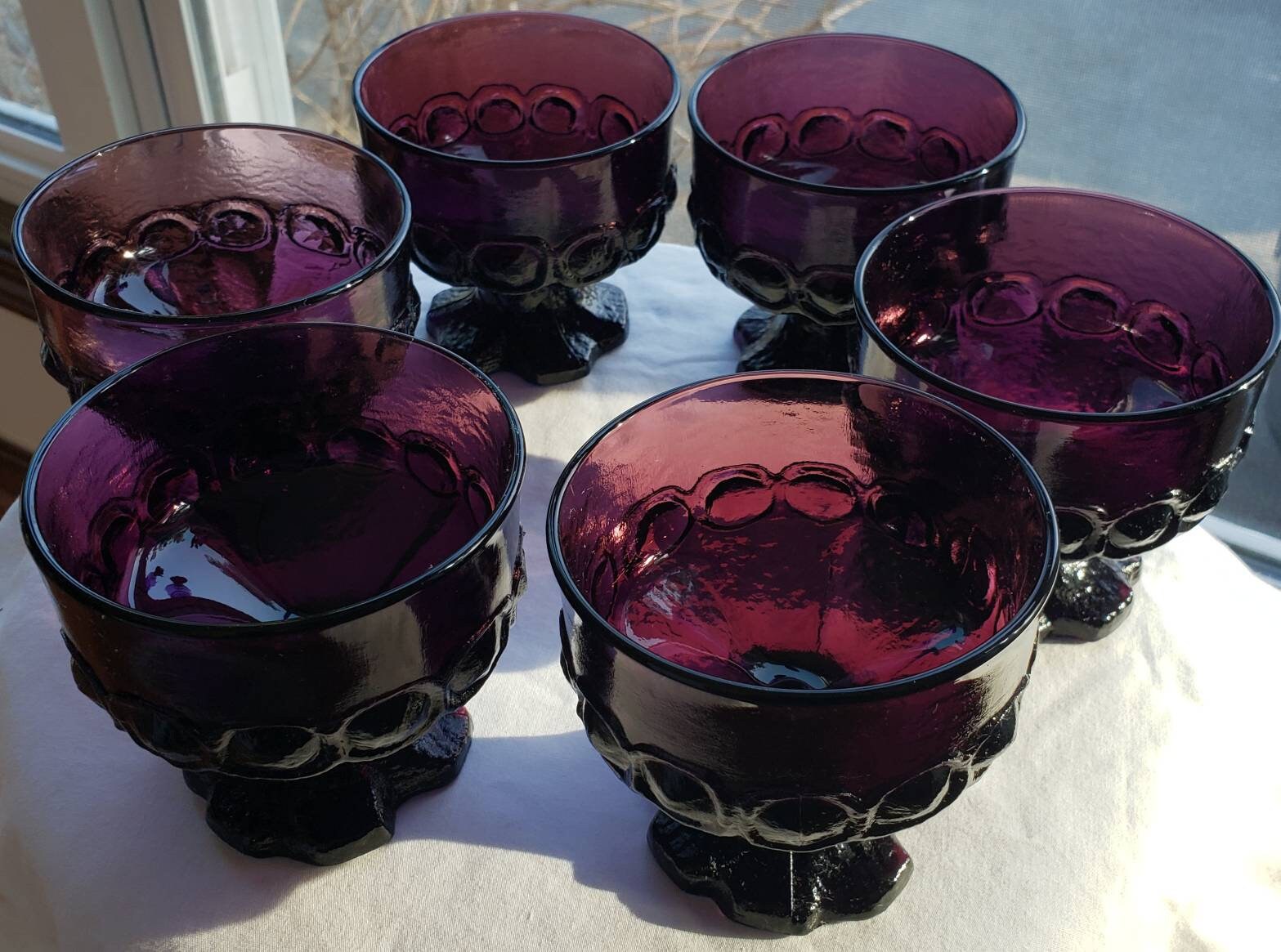 purple glass dishes
