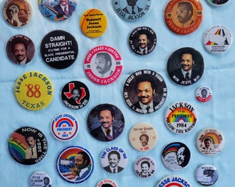 Jesse Jackson, For President, Political, Campaign, Pins, Buttons, Pin Backs, Rainbow Coalition, 30+ Pieces, Memorabilia