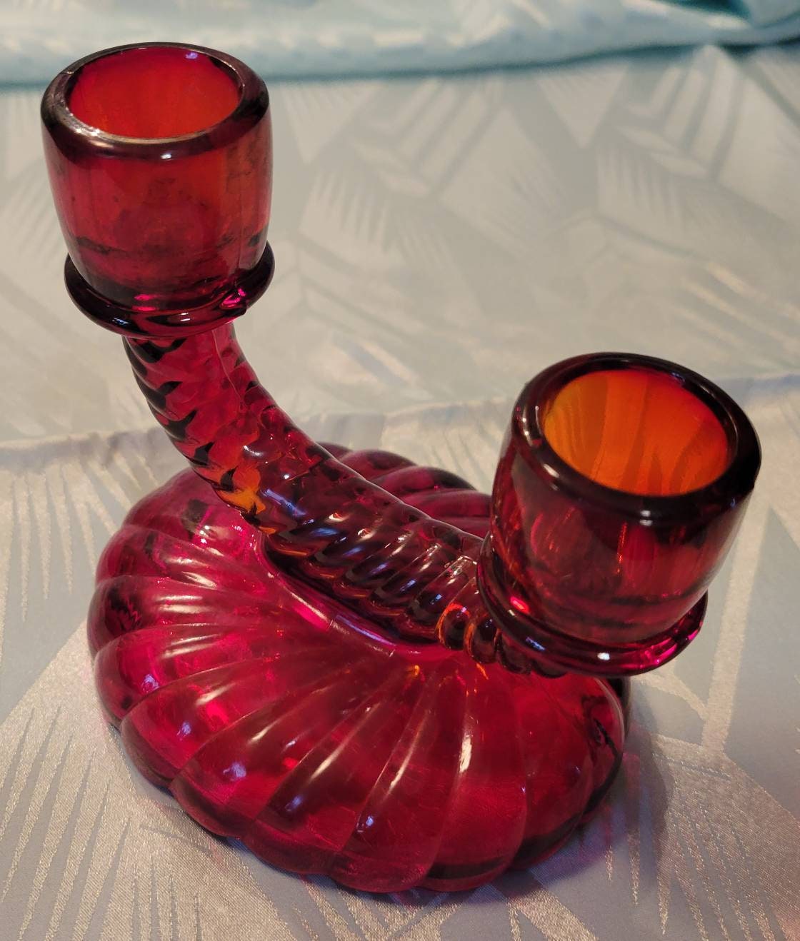 Vintage Etched Candelabra S2 Depression Glass Candle Holder New