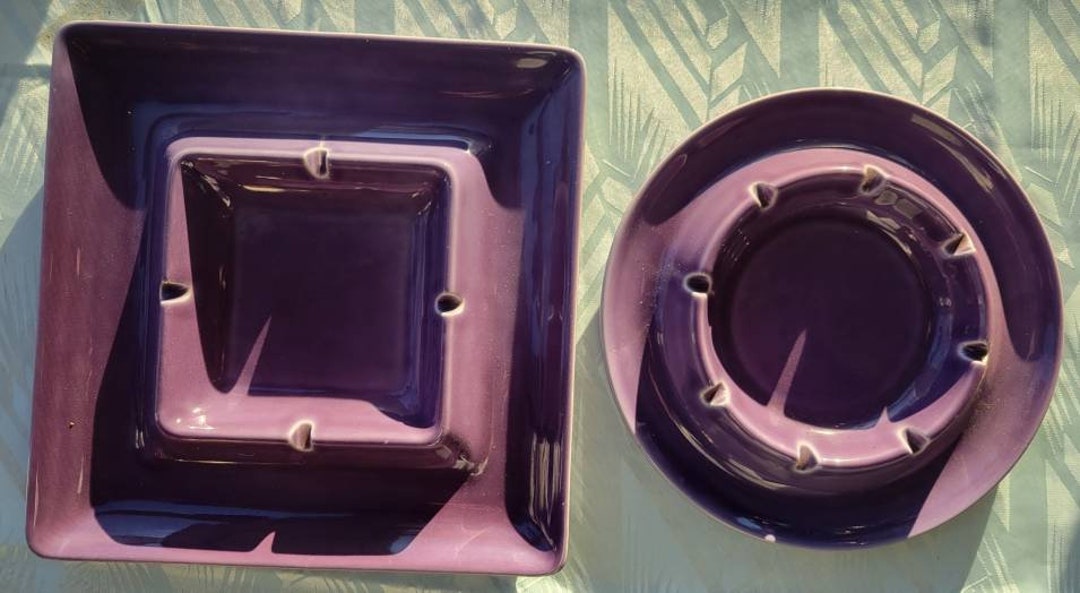 Hyalyn, Porcelain, Pottery, Purple, Ashtray, Ashtrays, Glazed, USA, MCM