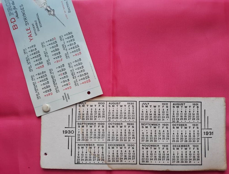 Vintage Yale Syringe Brochure Calendar 1931 Medical Etsy