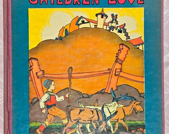 1934, contes populaires que les enfants adorent, Platt & Munk, souris des campagnes, souris des villes, lapin de Pâques, coq et renard, histoire d'âne, couleurs étonnantes, illustration