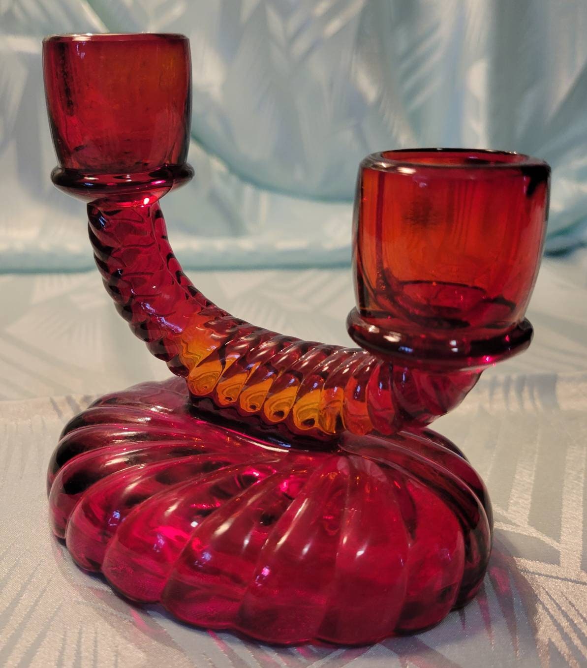 Vintage Etched Candelabra S2 Depression Glass Candle Holder New