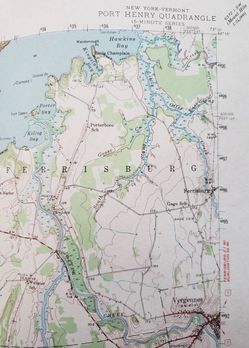 Antique Port Henry New York Lake Champlain Vermont 1945 Etsy