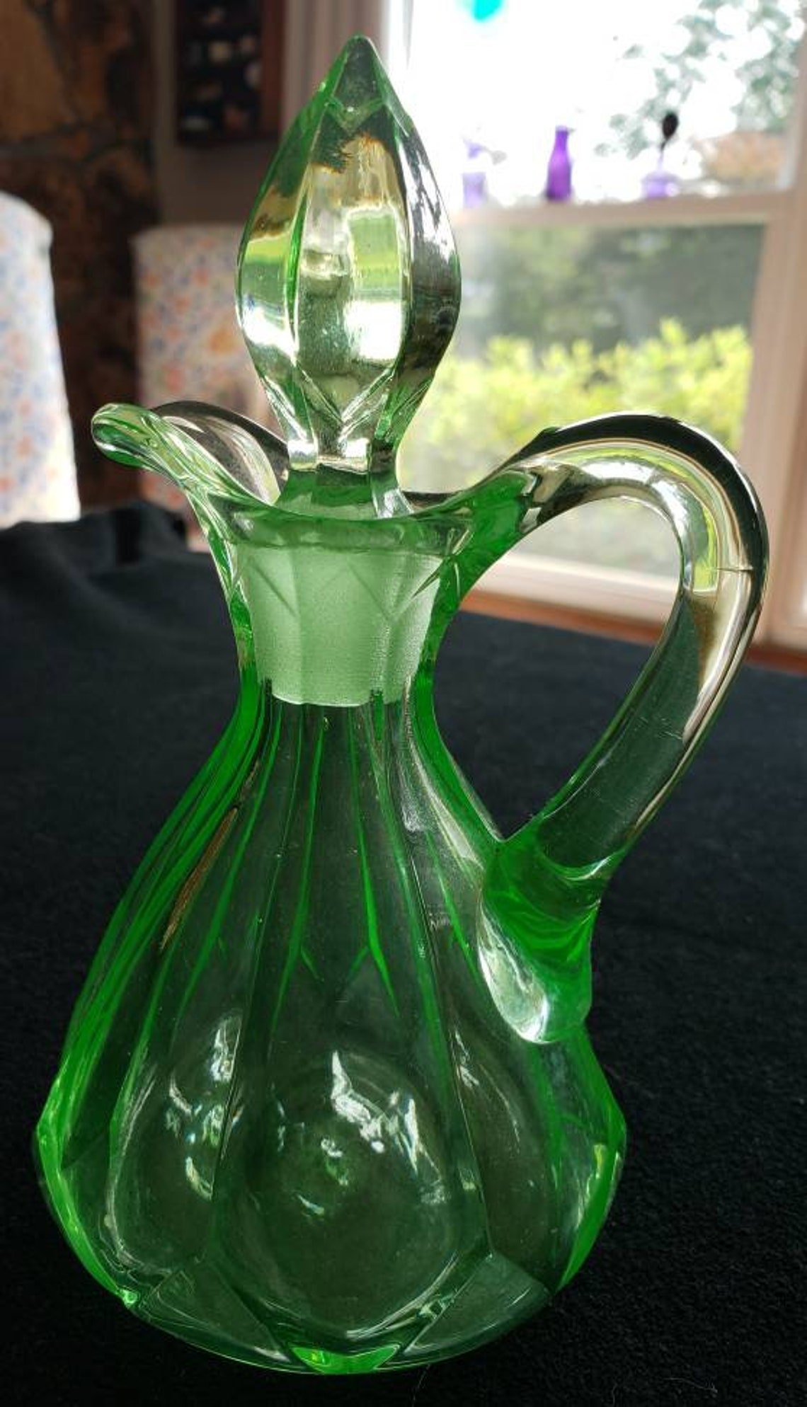 1920's Vintage US Glass Uranium Glass Cruet Etsy