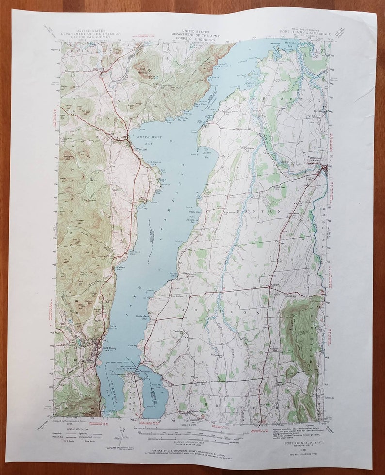 Antique Port Henry New York Lake Champlain Vermont 1945 Etsy