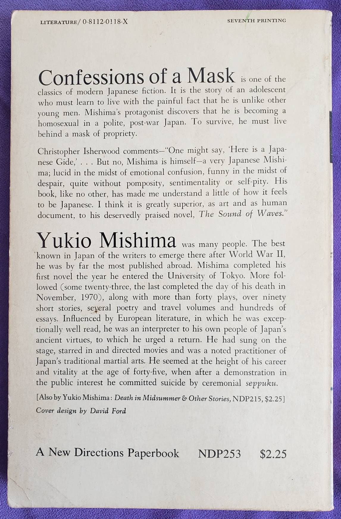 Rare 1958 Confessions of A Mask Yukio Mishima 2nd Novel