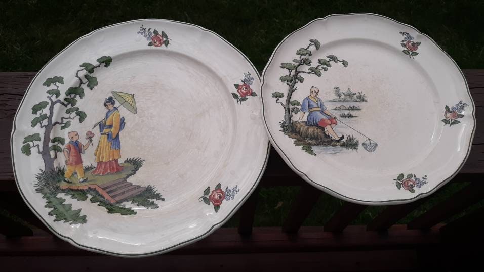 Rare German Porcelain Chinese Export Style Platter Footed Etsy