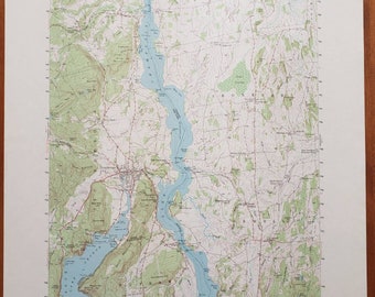 Antique, Ticonderoga, New York, Vermont, 1950, US Geological Survey Map, Crown Point, Lake George, Putnam, Orwell, Shoreham, Bridport