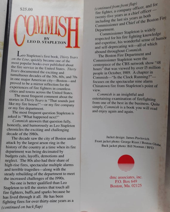 Commish By Leo Stapleton Signed Boston Fire Dept Bfd Etsy