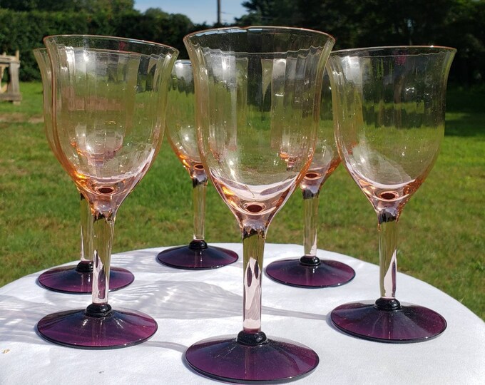 Rare, 1920's, Utility Glass, Patt UGWS02, Pink, Amethyst, Plum, Ribbed