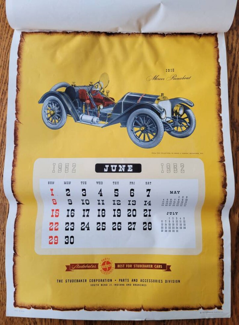 1952 Studebaker Calendar Automobilia Automotive Gas & Etsy
