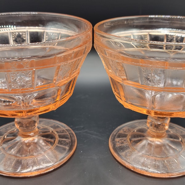 Jeannette Glass, Doric, Pink, Tall, Sherbet, Champagne, Depression Glass, 1930's, Gift, For, Her, Mom