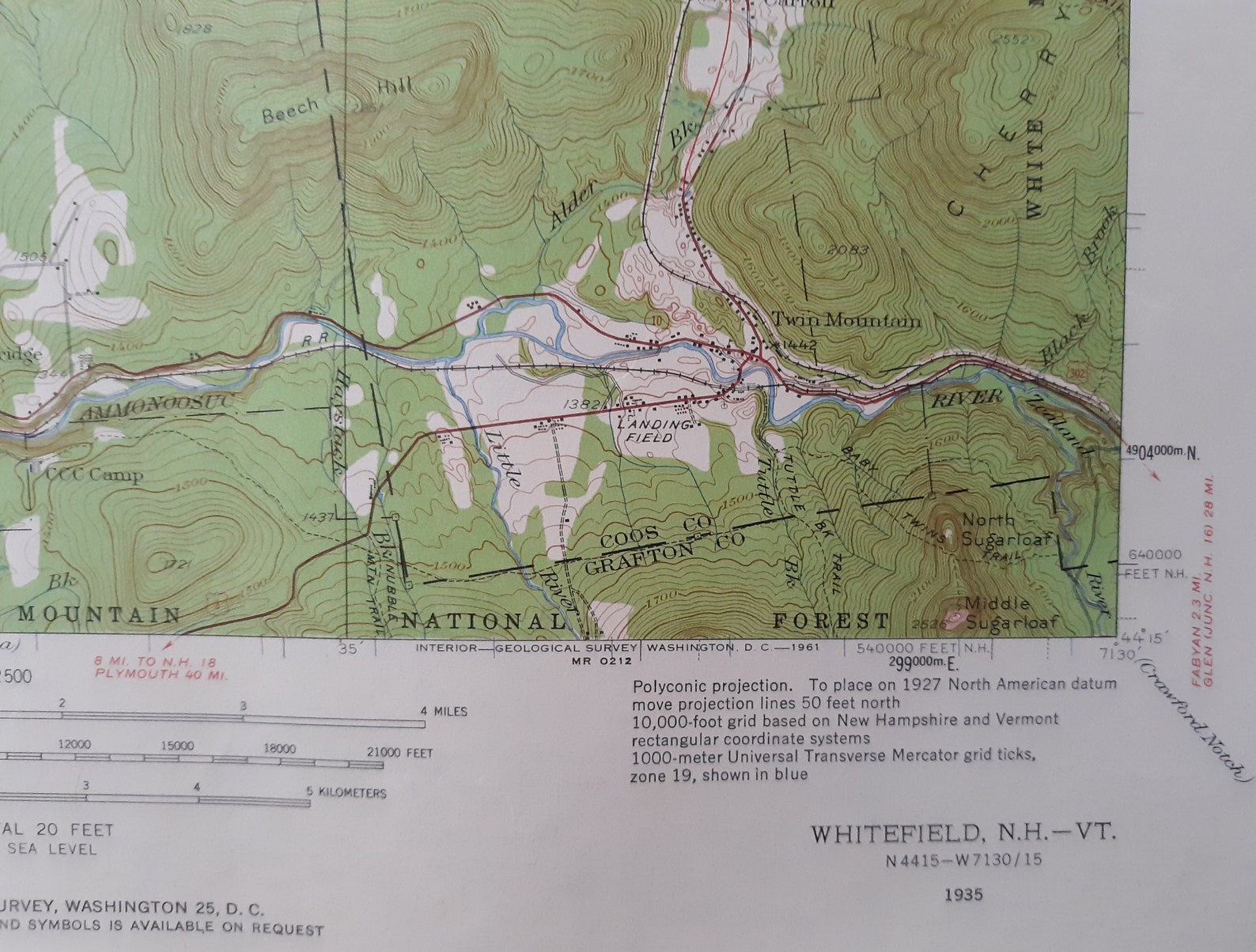 Antique Whitefield New Hampshire 1935 US Geological Survey Etsy