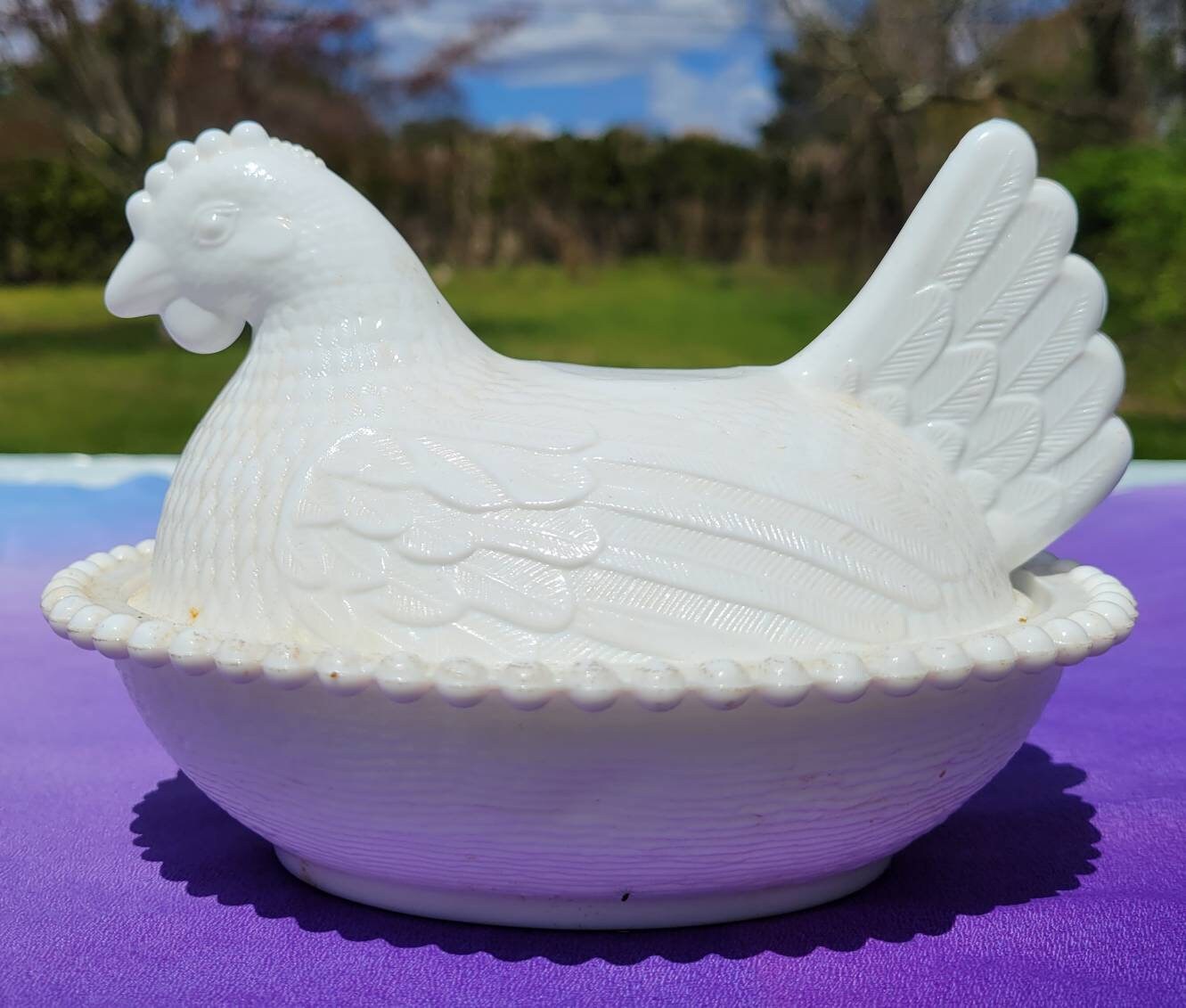 1960's Vintage Indiana Glass Nesting Hen Hen on Nest - Etsy 日本