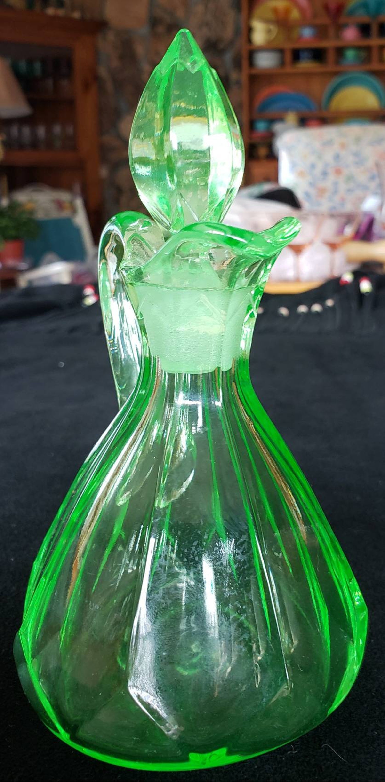 1920's Vintage US Glass Uranium Glass Cruet Etsy