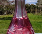 Nachtmann, Bleikristall, Crystal, Decanter, Gold, Ruby, Overlay, Pink, Cranberry, Cut, To Clear, 24 Leaded, Bavarian, Grapes, Traube