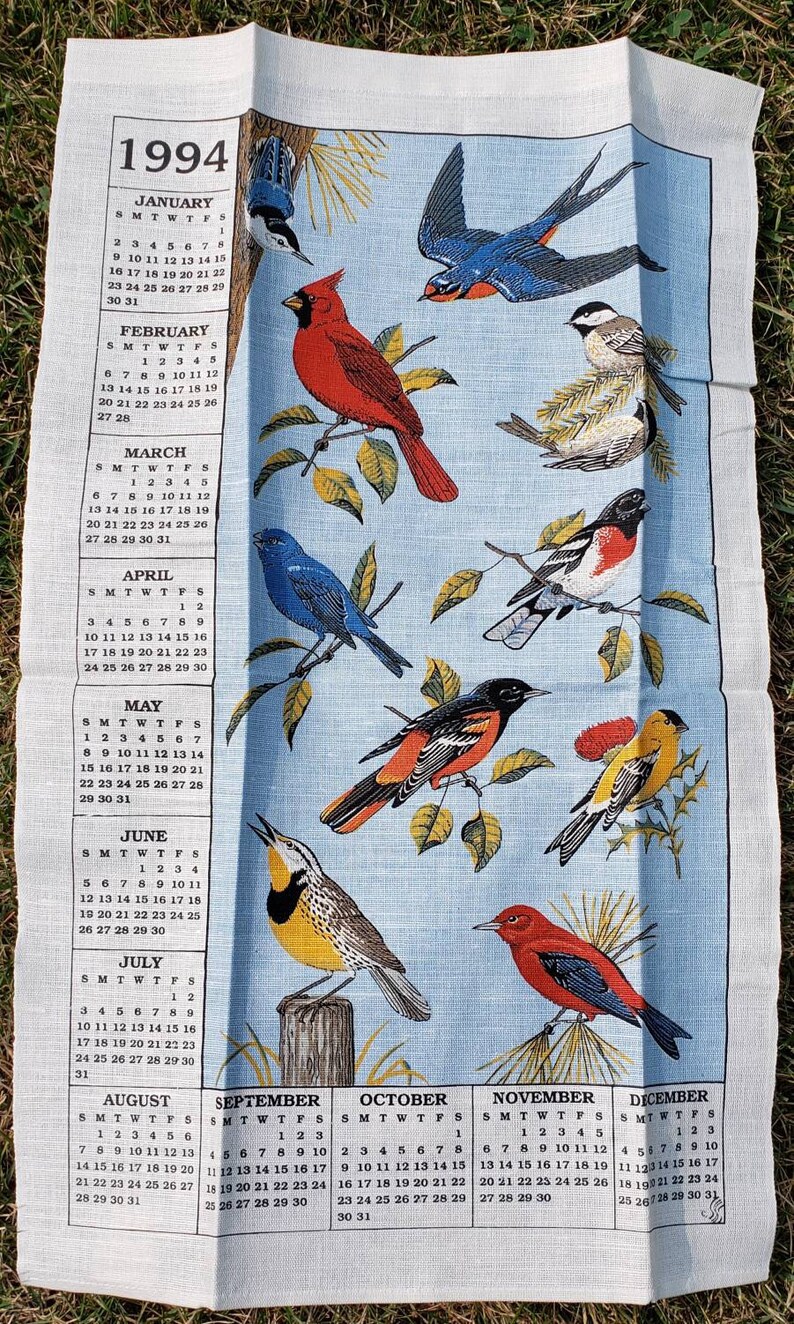 Linen Calendar Calendar Wall Hanging Audubon Bird Lover Etsy