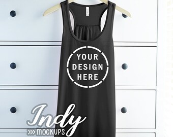 Download Bella canvas 8800 flowy racerback tank top mock up, black ...