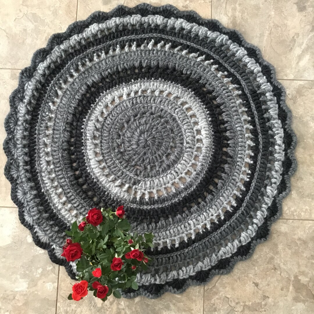 Round Rug Knitted Round Crochet Rug, Doily Rug, Knitted Rugs, Housewarming Gift, Area Rug ...