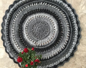 Round crochet rug, doily rug, knitted rugs, housewarming gift, area rug, made to order rugs