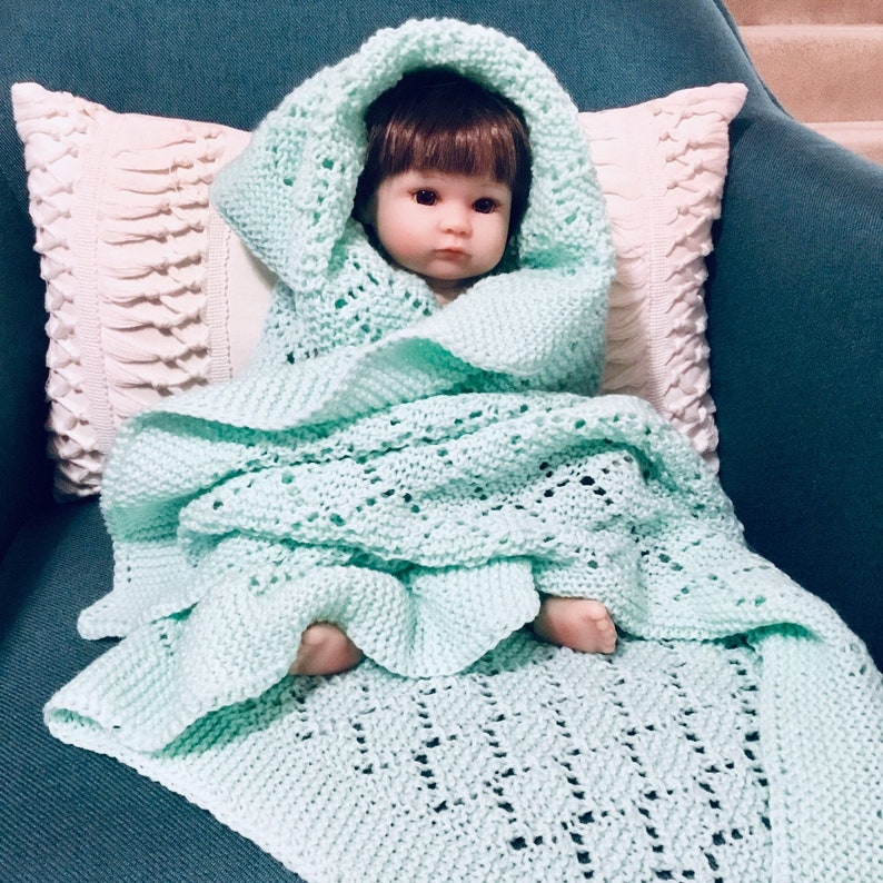 Hand Knitted Baby Blanket Gender Neutral Baby Blanket Etsy