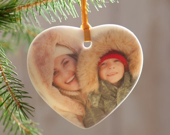 Décoration de Noël personnalisée avec photo en forme de coeur