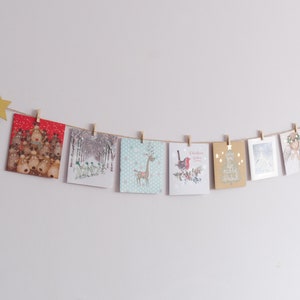 Présentoir pour cartes de Noël étoile dorée, support pour cartes de vœux, décoration murale festive facile à poser