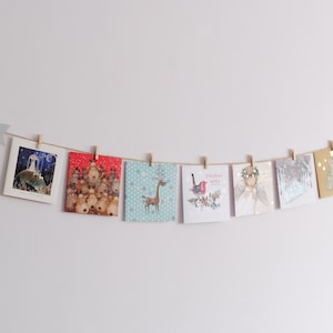Présentoir pour cartes de Noël avec étoiles argentées, suspension murale festive, décoration murale pour cartes de vœux