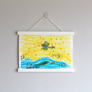 Percha para cuadros y obras de arte para niños, expositor magnético de madera para obras de arte de tamaño A4 o legal