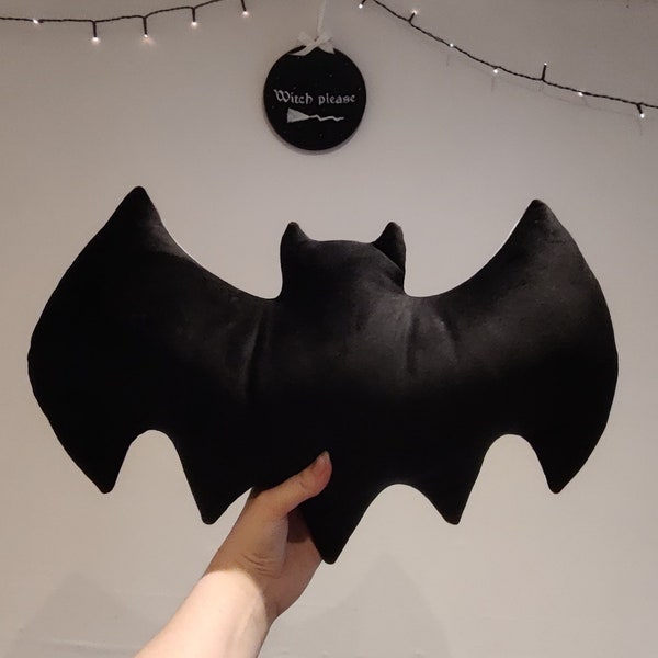 Velvet Bat Shaped Decorative Pillow - Handmade - Halloween Decoration - Goth Decor - Throw Cushion - Gothic Gift