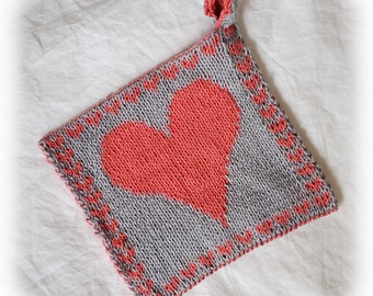 Heart Potholder Knitting Pattern