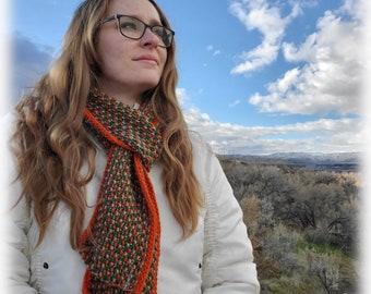 Three Color Seed Stitch Scarf Knitting Pattern